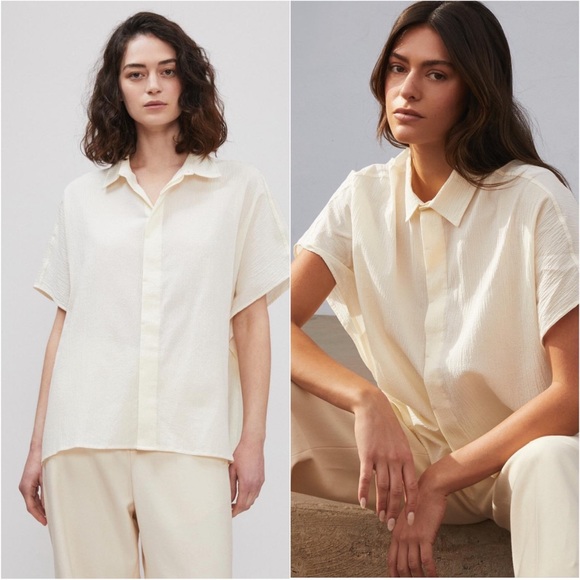 Billy Reid Tops - Billy Reid Hammered Cotton Shirt in Natural Size M/L
